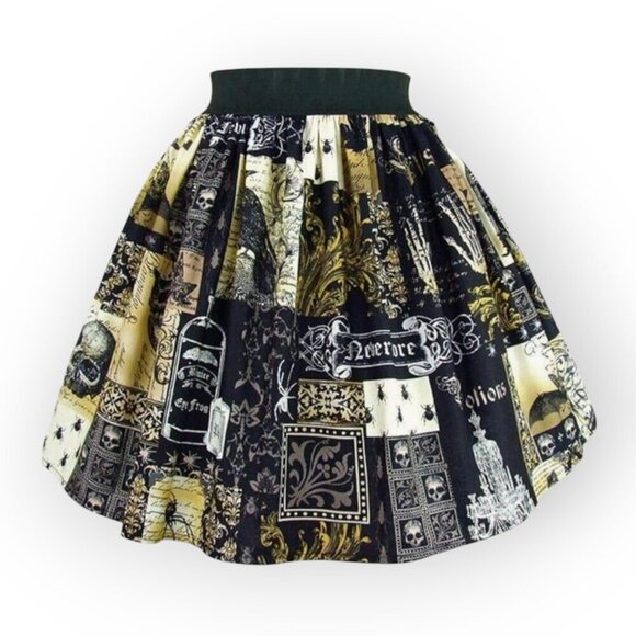 Edgar Allan Poe Gothic Skirt XS Stretch Waist - Picture 2 of 8